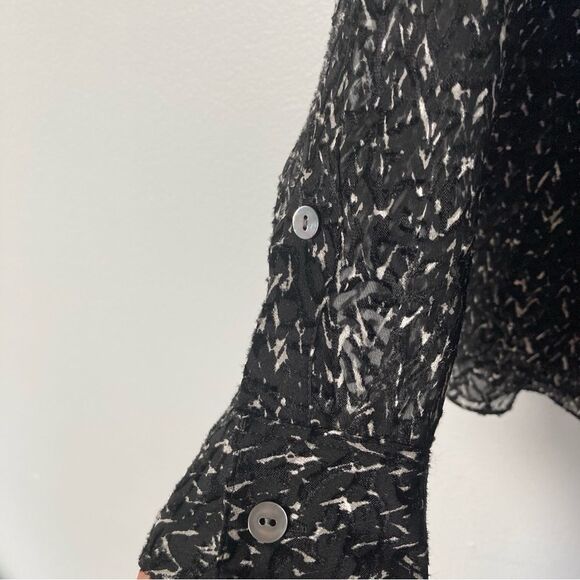 Theory Blouse Women P Burnout Semi Sheer Abstract Silk Blend Shirt Chevron Print - Picture 5 of 8